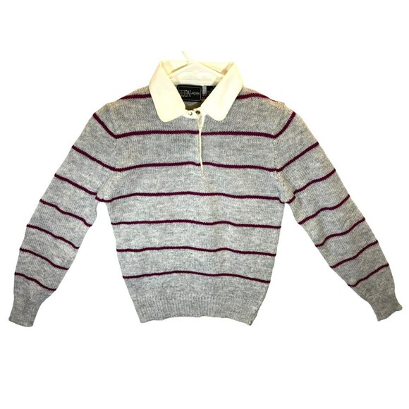 Mister Noah Sweaters - Vintage Striped Women's Sweater Grey New Tags Mister Noah Maroon Stripes Preppy